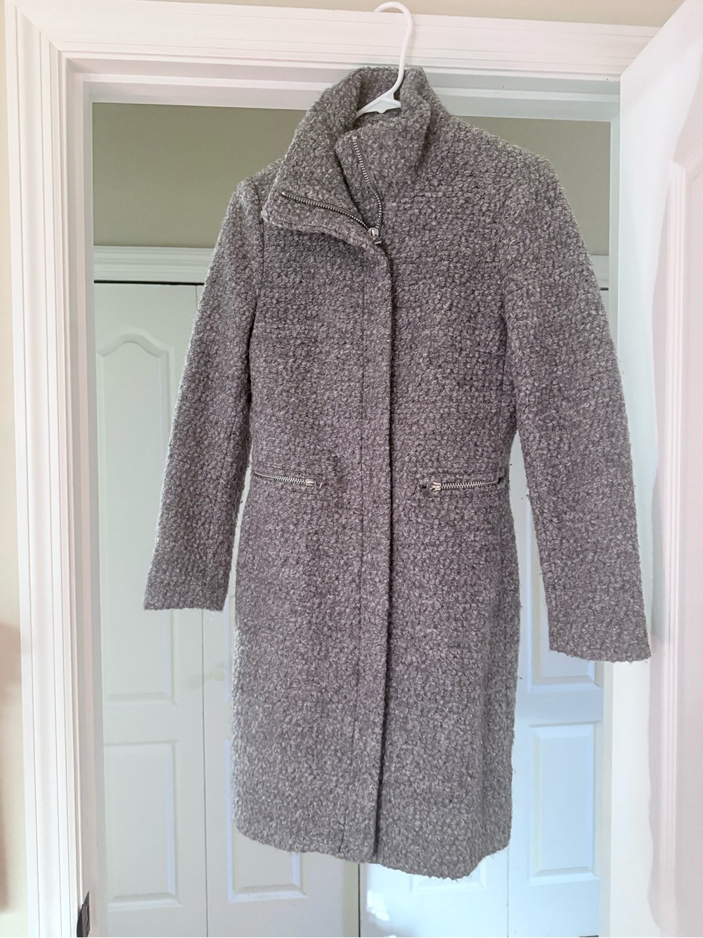 H&M Gray Woolblend Pea Coat with Zipper Pockets